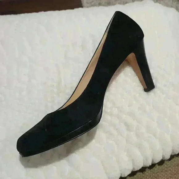 COPY - Cole Haan Black Suede Patent Platform Pumps - Picture 2 of 4